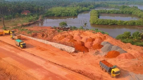 Excavator and dumper truck Stock Footage 159286953