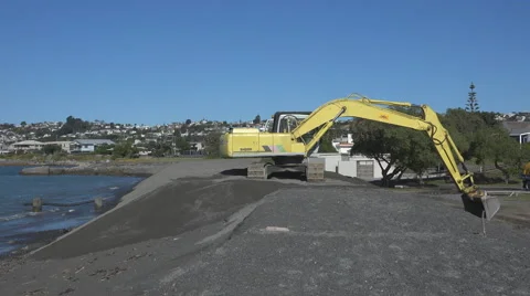 Excavator and shingle 4k Stock Footage 43484271