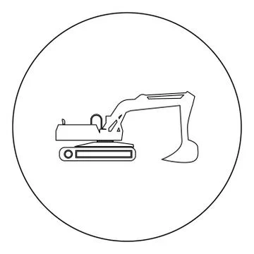 Excavator black icon in circle vector illustration isolated . Stock-Illustration