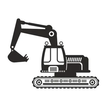 Excavator black icon Stock Illustration