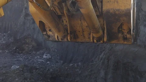 Excavator bucket. close view (open pit) Stock Footage 83536829
