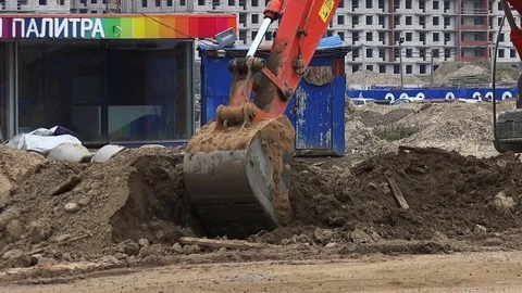Excavator bucket digging the ground. Stock Footage 72339376