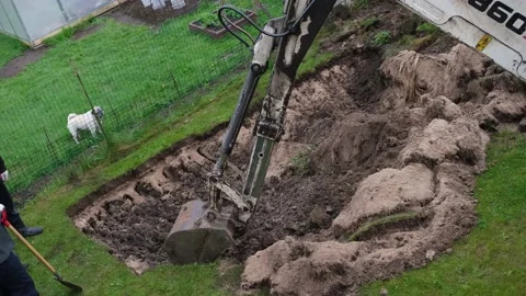Excavator bucket digging ground. Video stock 132648067