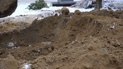 Excavator bucket digs the ground Vídeo Stock 71603917