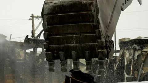 Excavator Bucket Moving Scrap Stock Footage 234084955