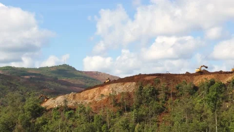Excavator bulldozer rollers are working. Excavator and bulldozer in the forest 動画素材 130885807