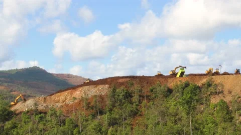 Excavator bulldozer rollers are working. Excavator and bulldozer in the forest 스톡 동영상 130885820