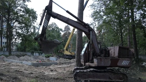 Excavator with Caterpillar Stock Footage 87139061