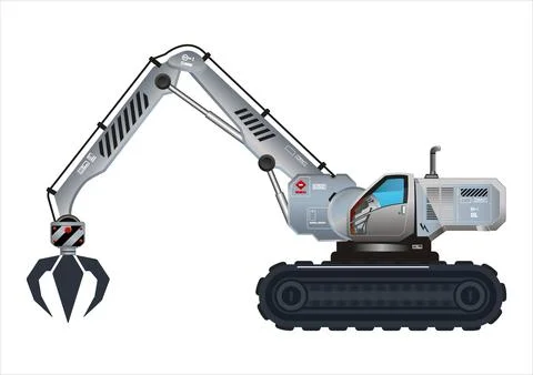 Excavator clamp electronic arm automatic control device Stock Illustration