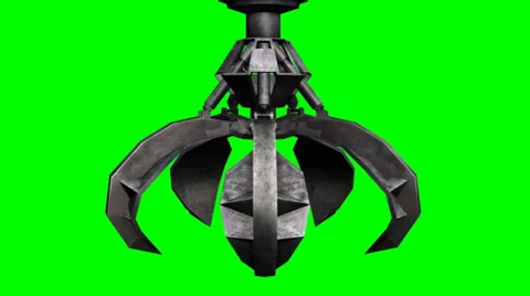 Excavator claw closes and opens itself - green screen Stock Footage 34333248