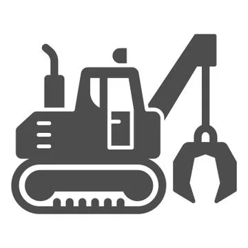 Excavator with claws solid icon, heavy equipment concept, excavator providing 스톡 일러스트
