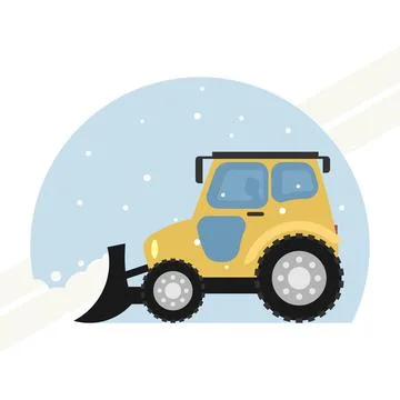 Excavator-clears-snow Stock Illustration