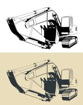 Excavator close up Stock Illustration
