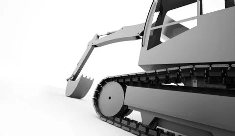 Excavator concept rendered on white background Stock Illustration