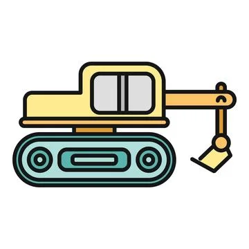 Excavator construction digger operating heavy machinery vector icon Ilustración de archivo