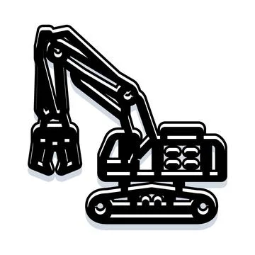 Excavator construction heavy engineering machinery icon Stock Illustration