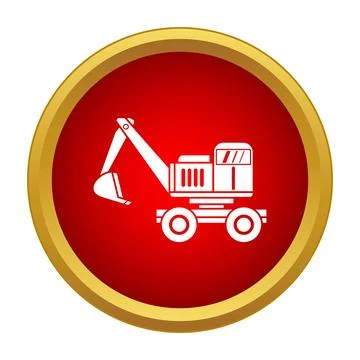 Excavator construction heavy machinery digger icon design Stock Illustration