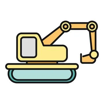 Excavator construction heavy machinery digging work icon Stock Illustration
