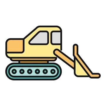 Excavator construction machinery flat icon design Stock Illustration