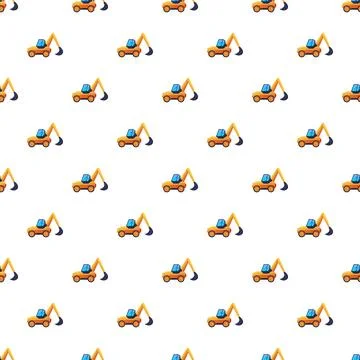 Excavator construction machinery seamless repeat pattern Stock Illustration
