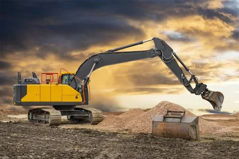 Excavator on a construction site construction site with excavator Copyrigh... Stock Photos