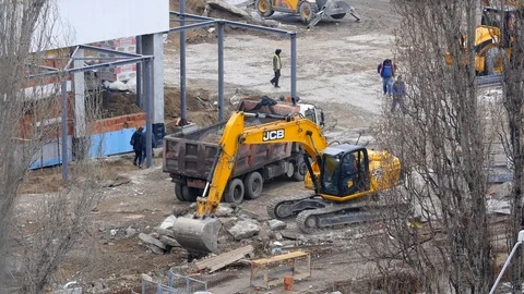 Excavator In A Construction Site Video stock 87183875