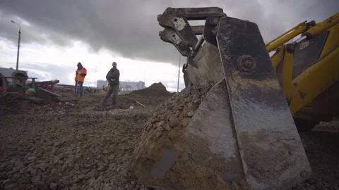 Excavator at Construction Site Stock Footage 123728650