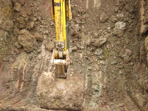 Excavator on construction site Stock Photos