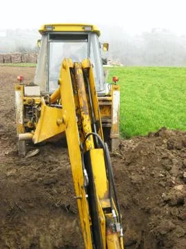 Excavator on construction site Stock Photos