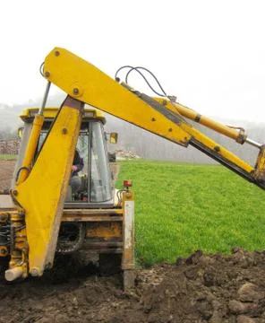 Excavator on construction site Stock Photos