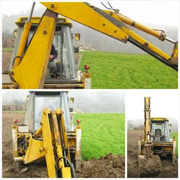 Excavator on construction site Stock Photos