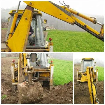 Excavator on construction site Stock Photos