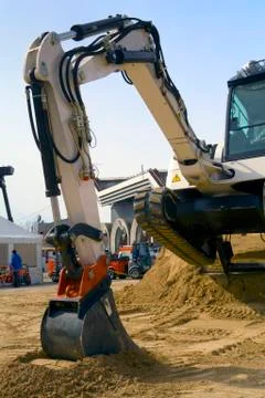 Excavator at the construction site Stock Photos