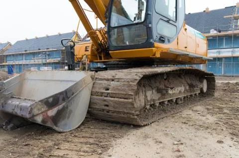 Excavator on construction site Stock Photos