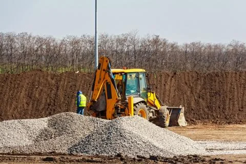 Excavator at construction site Foto stock