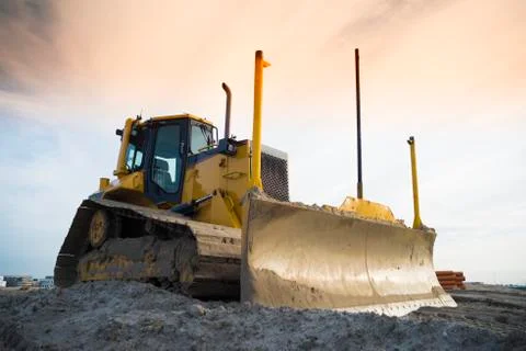 Excavator on construction site Stock Photos