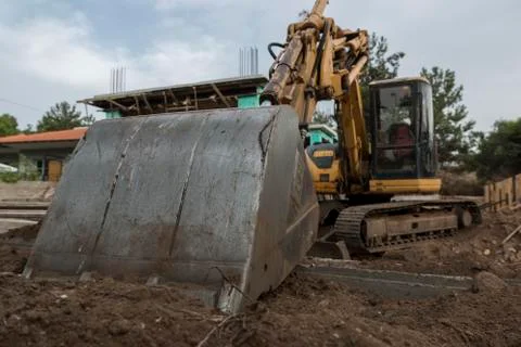 Excavator on construction site 스톡 사진