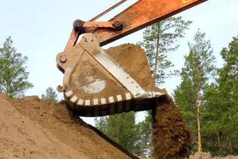 Excavator on construction site Stock Photos