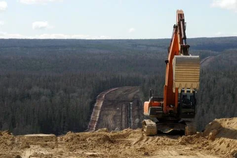 Excavator on construction site Stock Photos