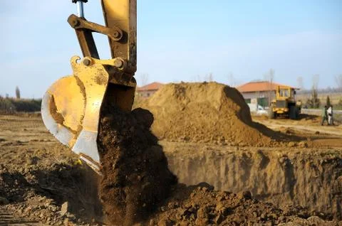 Excavator on construction site Foto stock