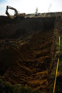 Excavator on construction site Stock Photos