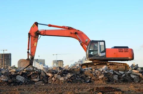Excavator at a construction site Foto stock