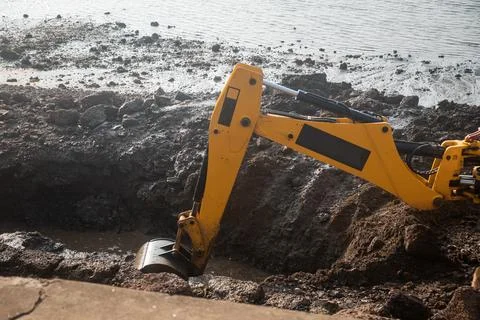 Excavator at a construction site Stock Photos