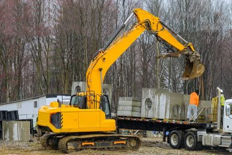 Excavator at construction site Stock Photos