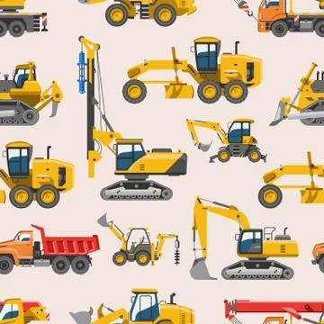 Excavator for construction vector digger or bulldozer excavating with shovel and Stock Illustration