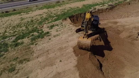 Excavator Constructions works Stock Footage 47946387