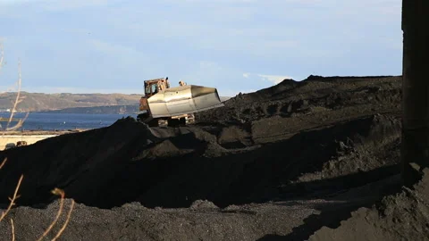 Excavator Conveys the Coal Stock-Footage 87386364