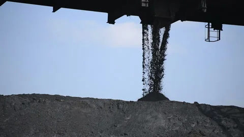Excavator Conveys the Coal Stock Footage 87387199
