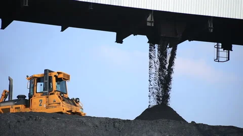 Excavator Conveys the Coal Stock Footage 87388282