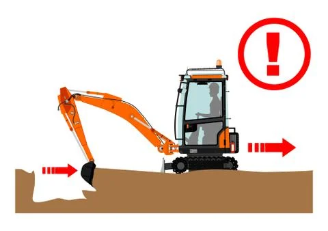The excavator dangers Stock Illustration